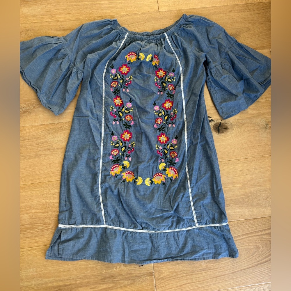 Coco + Carmen Blue Casual Sundress with Raglan Sleeves